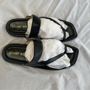 STUART WEITZMAN “Lyla” Black Flat Sandals 12AA